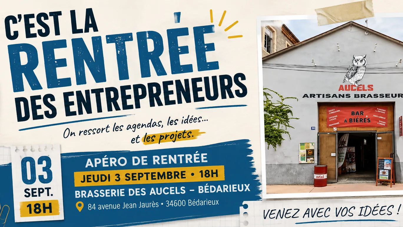 🎒 **C’est la rentrée au Cercle des Entrepreneurs des Hauts-Cantons !**
Après la pause estivale, le CEHC fait sa rentrée autour d’un apéro convivial. 🍻
📅 **Je
